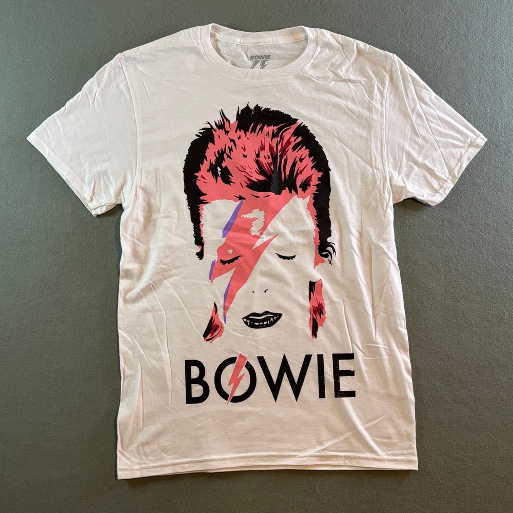 David Bowie 75th Anniversary T Shirt Mens M White Aladdin Sane Rock Music